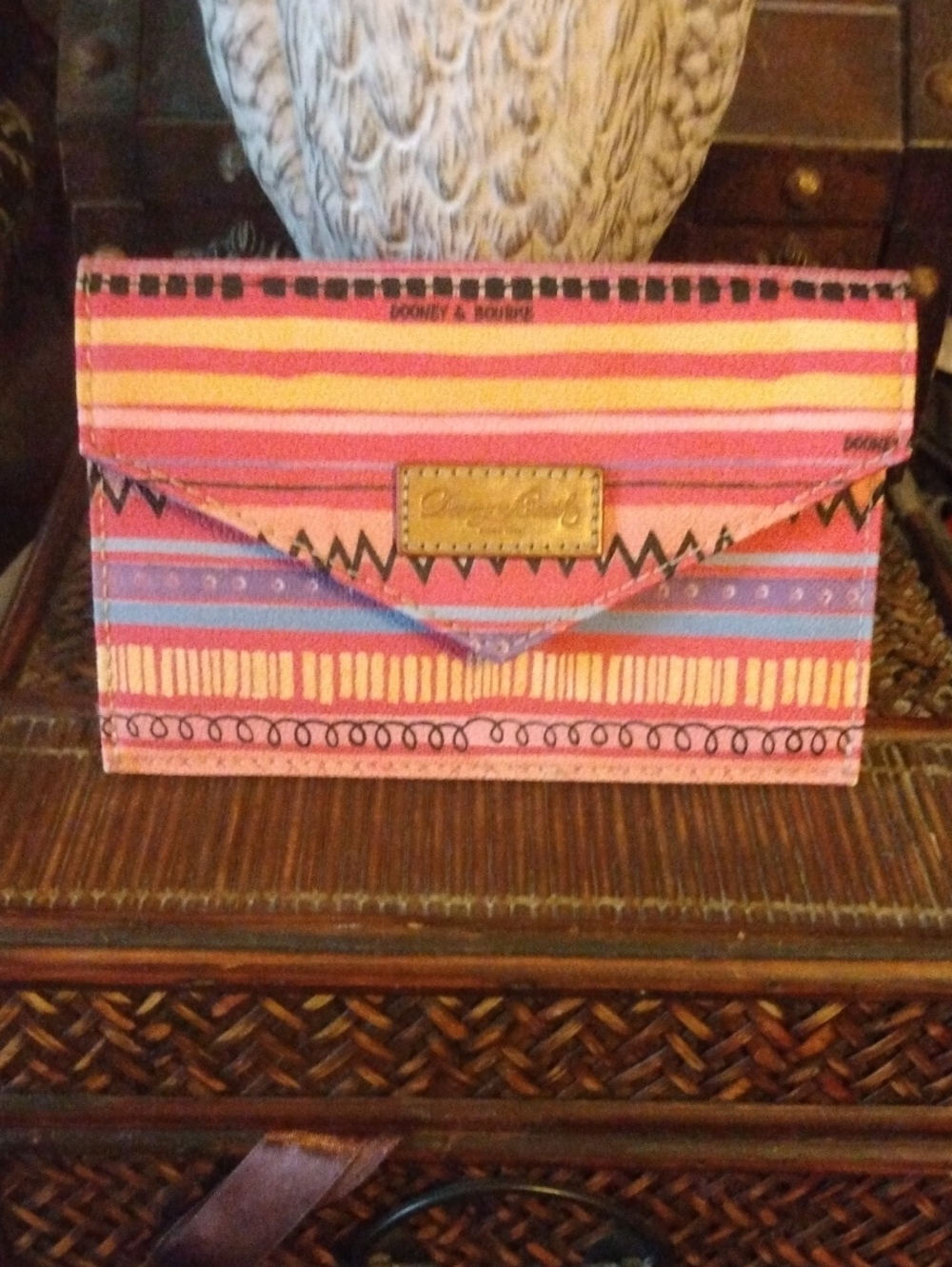 Dooney & Bourke Pink Multicolor Striped Envelope wallet